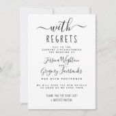 Invitation Avec regrets Mariage Noir & Blanc reporté (Devant)