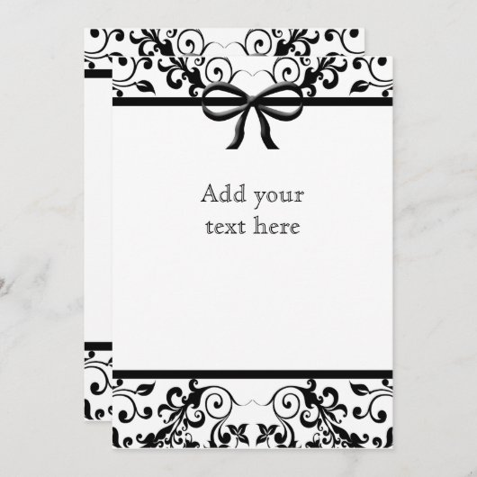 Invitation avec ruban noir et blanc (Devant / Derrière)