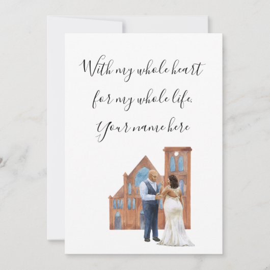 Invitation Avec tout mon coeur Illustré Couple noir Enclo (Devant)