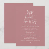 Invitation Avec un grand amour et de la joie, dîner Mariage E (Devant / Derrière)