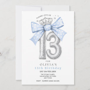 Invitation avec un nœud papillon bleu Coquette pou