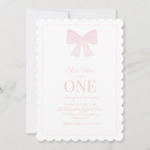Invitation avec un nœud rose Grandmillennial Prepp