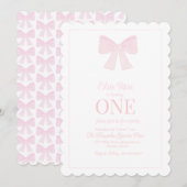 Invitation avec un ruban rose Grandmillennial Prep (Devant / Derrière)