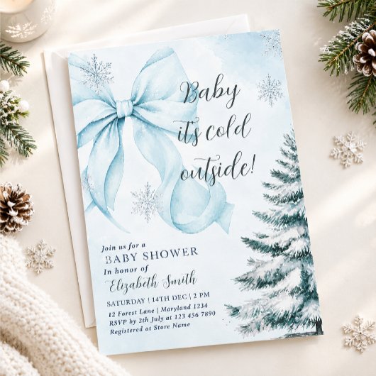 invitation avec un thème de Noël et de flocon de n