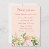 Invitation avec une bordure florale aquarelle rose (Dos)