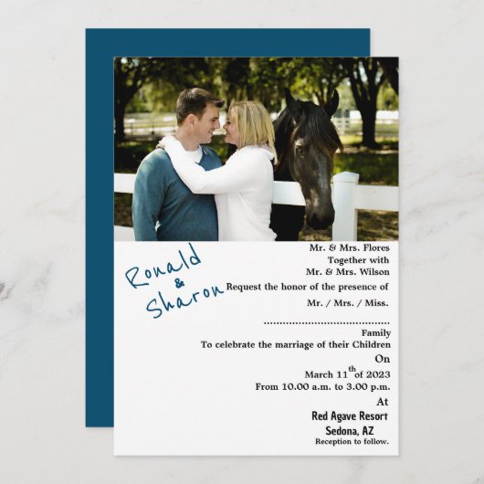 Invitation Avec une photo (Devant / Derrière)