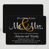 Invitation Avenir noir M. et la partie d'engagement de Mme (Devant / Derrière)