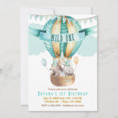 Invitation Aventure animale aquarelle boho WILD ONE 1er (Devant)