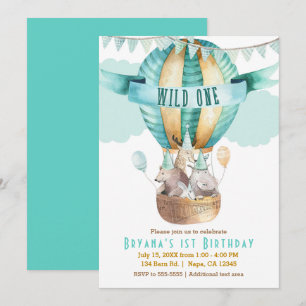Invitation Aventure animale aquarelle boho WILD ONE 1er
