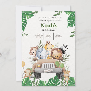 Invitation Aventure animale sauvage de Noah Anniversaire Bash
