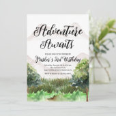 Invitation Aventure Anniversaire, Camping, Montagne (Debout devant)