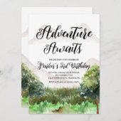 Invitation Aventure Anniversaire, Camping, Montagne (Devant / Derrière)