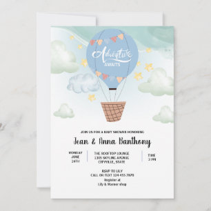 Invitation aventure aquarelle attend le baby shower