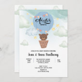 Invitation aventure aquarelle attend le baby shower Ours (Devant / Derrière)