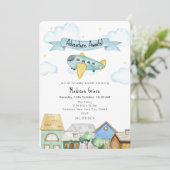 Invitation Aventure Attend Aviator Aviator Baby shower d'avio (Debout devant)