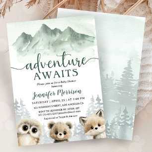 Invitation Aventure Attend Bébé Fête de Naissance Bois Verdoy