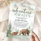 Invitation Aventure Attend Bébé Fête Ours Forêt de la Forêt