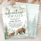 Invitation Aventure Attend Bébé Fête Ours Forêt de la Forêt