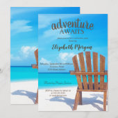 Invitation Aventure Attend Chaise de Plage Fête de Retraite (Devant / Derrière)