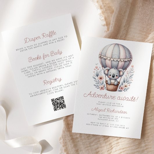 Invitation Aventure Attend Koala QR Code Baby Shower