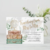 Invitation Aventure attend la douche nuptiale, thème Voyage (Debout devant)