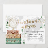 Invitation Aventure attend l'ANNIVERSAIRE, 80ÈME, thème Voyag (Devant / Derrière)