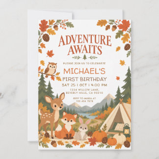 Invitation Aventure Attend l'Automne Campement en Forêt Anniv