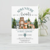 Invitation Aventure Attend le Baby shower des animaux des boi (Debout devant)