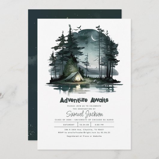 Invitation Aventure Attend Night Sky Nature Graduation Party (Devant / Derrière)