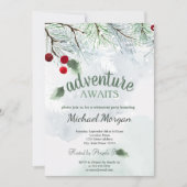 Invitation Aventure Attend Pine Tree Branch Retraite de neige (Devant)