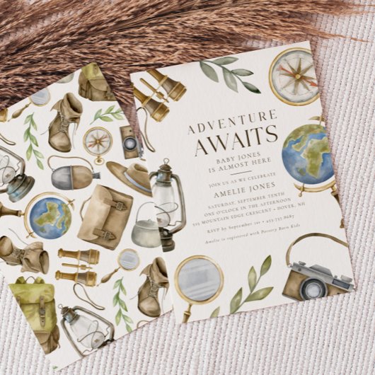 Invitation Aventure attend un Baby shower neutre pour les fem