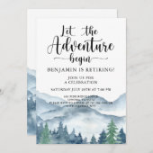 Invitation Aventure Await Mountain Forest Retirement Party (Devant / Derrière)