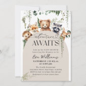 Invitation Aventure Baby shower Neutre des animaux des bois (Devant)