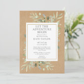 Invitation Aventure Baby shower rustique verdure (Debout devant)