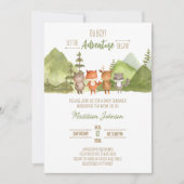 Invitation Aventure Begin Forest Mountain Baby shower (Devant)