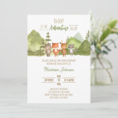 Invitation Aventure Begin Forest Mountain Baby shower (Debout devant)