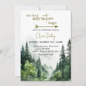 Invitation Aventure Begin Forest Rustic Mountain Baby shower (Devant)