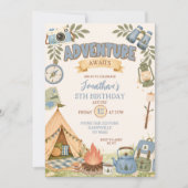 Invitation Aventure bleue pour un anniversaire (Devant)