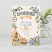 Invitation Aventure bleue pour un anniversaire (Debout devant)