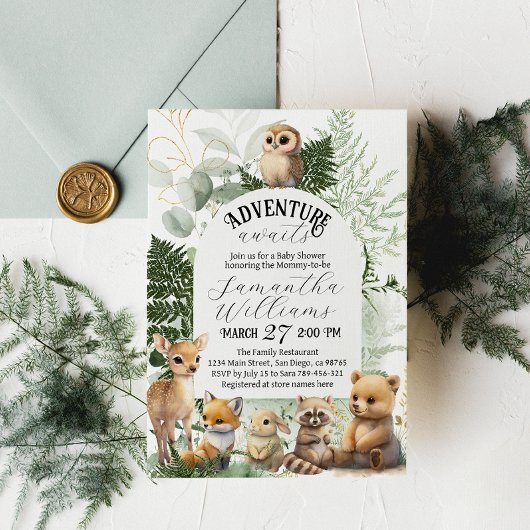 Invitation Aventure Bois Baby shower de verdure