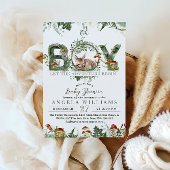 Invitation Aventure Bois Champignon Fern Baby Boy Douche