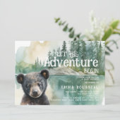 Invitation Aventure Commence Baby Bear Cub Baby shower (Debout devant)