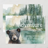 Invitation Aventure Commence Baby Bear Cub Baby shower (Devant / Derrière)