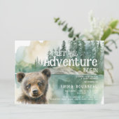 Invitation Aventure Commence Baby Bear Cub Baby shower (Debout devant)