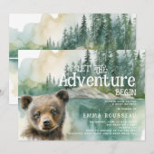 Invitation Aventure Commence Baby Bear Cub Baby shower (Devant / Derrière)