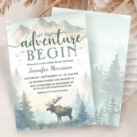 Aventure commence Baby Shower Élan Forêt Boisée