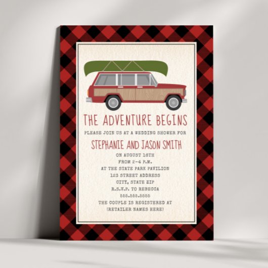 Invitation Aventure Commence Canoë Voiture Plaid Wedding show