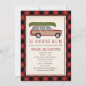 Invitation Aventure Commence Canoë Voiture Plaid Wedding show (Devant)