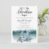 Invitation Aventure commence Dusty Blue Citrouille Baby showe (Debout devant)