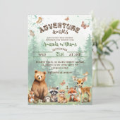 Invitation Aventure Commencer le baby shower des animaux des  (Debout devant)